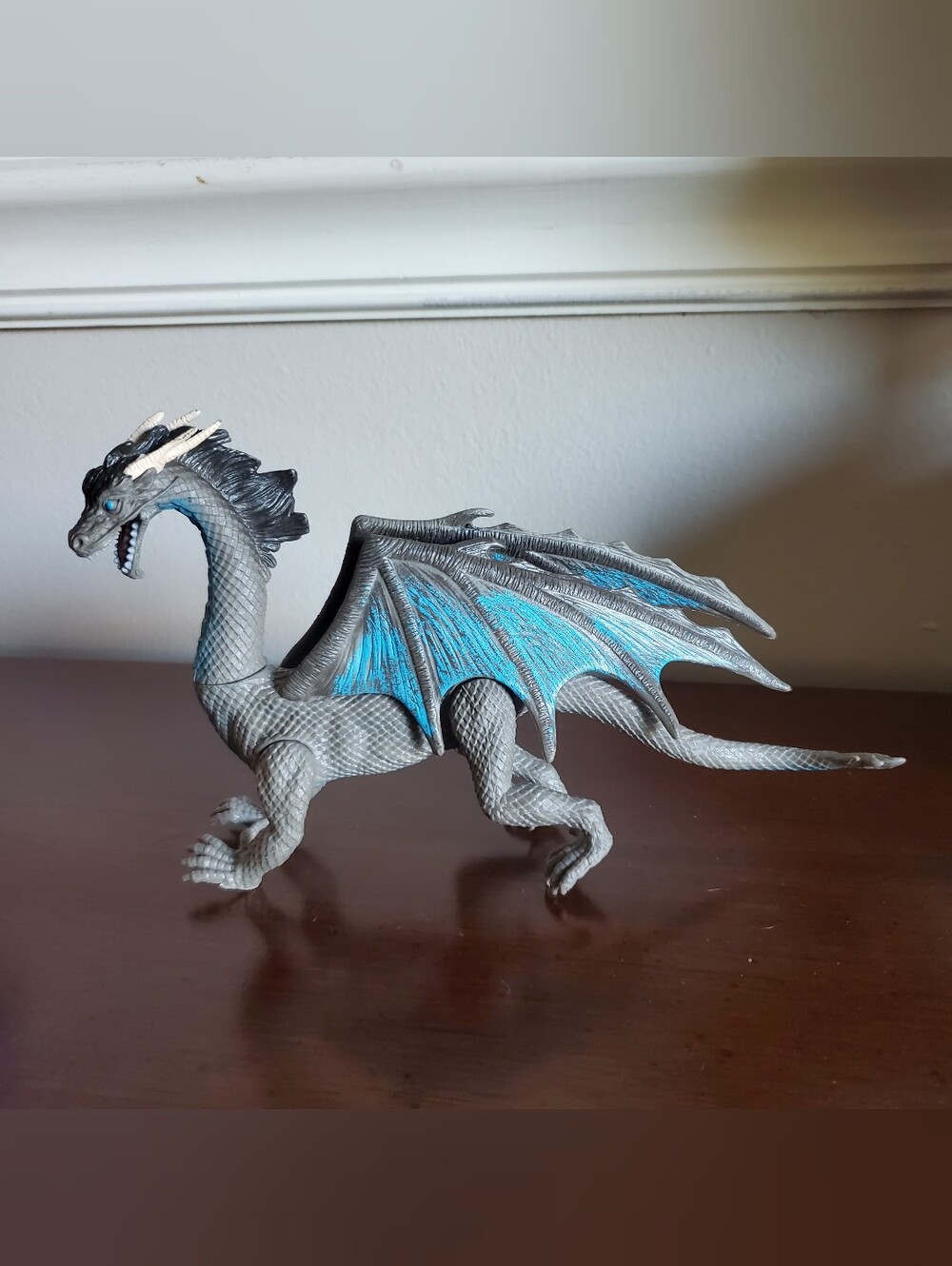 Kid Galaxy Poseable Dragon Action Figure Adventure Fantasy Toy Grey Blue 8.5"